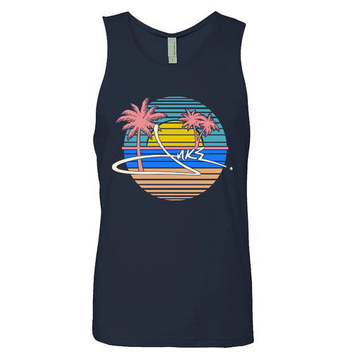 Sunset Palm Tank Top - MIdnight Navy